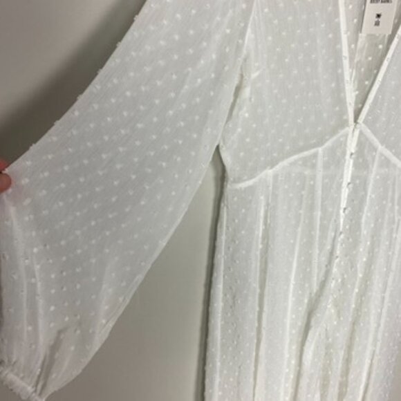 Express Rocky Barnes Maxi Dress Medium Coverup White Swiss Dots Button Front - Picture 5 of 9